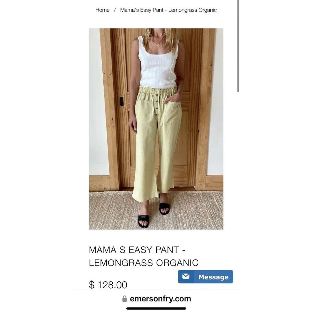 Emerson Fry XXS Organic Cotton Wide Leg vintage inspired Lemongrass India